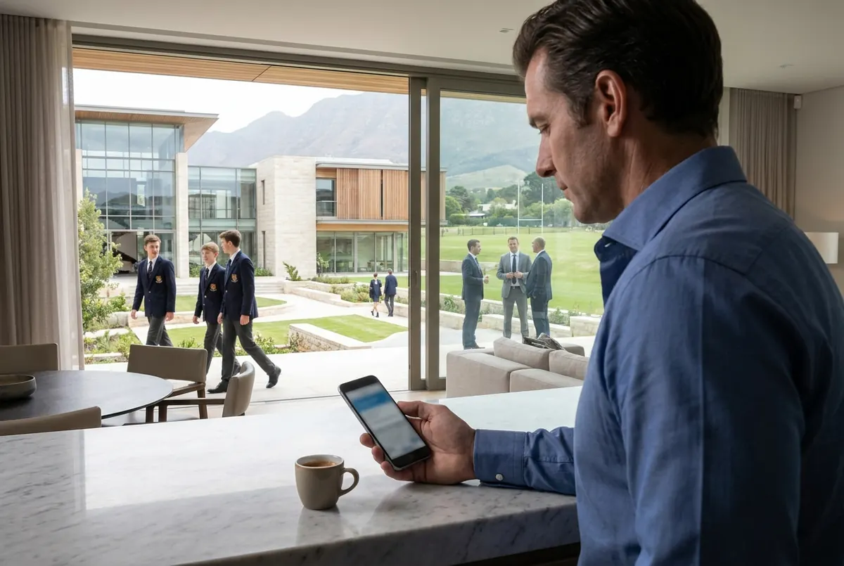 A parent checking school updates on a phone app